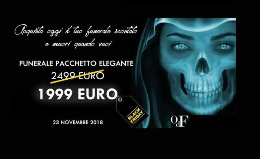 Black Friday, sconti anche per i funerali: la campagna pubblicitaria è virale