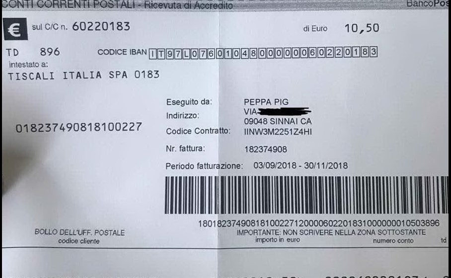 Sinnai, bolletta recapitata a Peppa Pig: lo stupore di Valeria Tolu