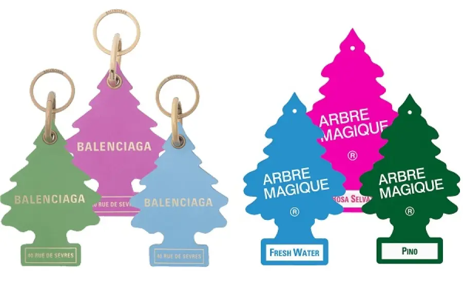 Balenciaga denunciata da Arbre Magique, portachiavi simili agli alberi profumati