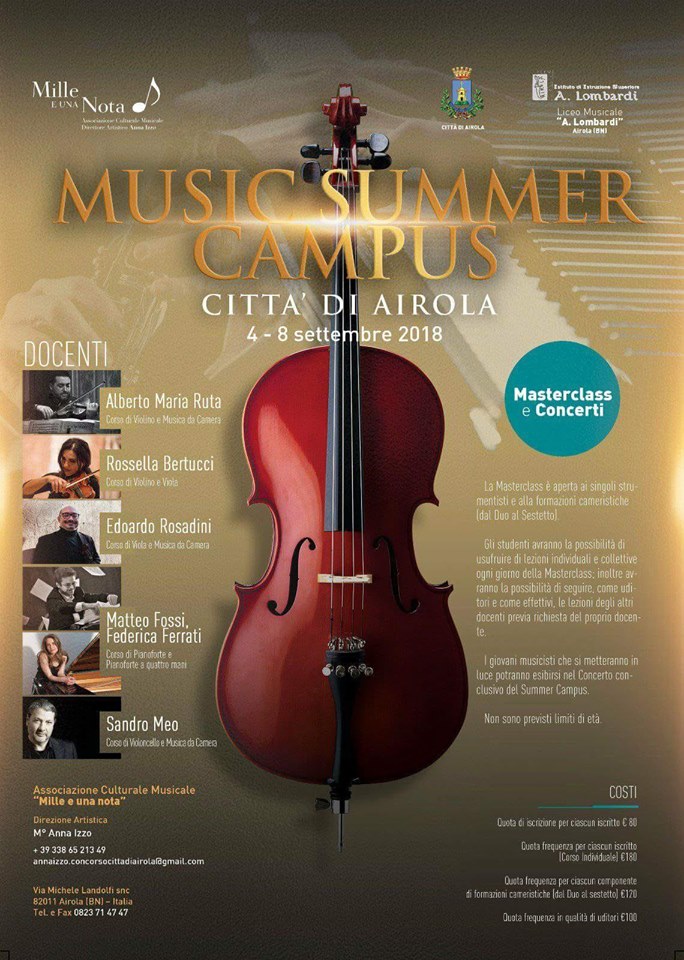 “Music Summer Campus”, il via alle masterclass internazionali