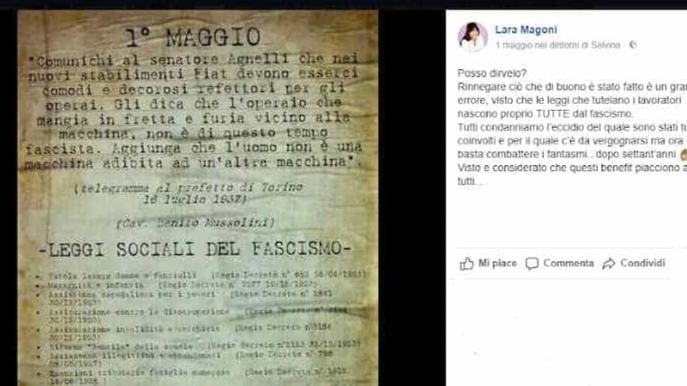 Fascismo buono esiste? Assolutamente sì per l'assessora Magoni