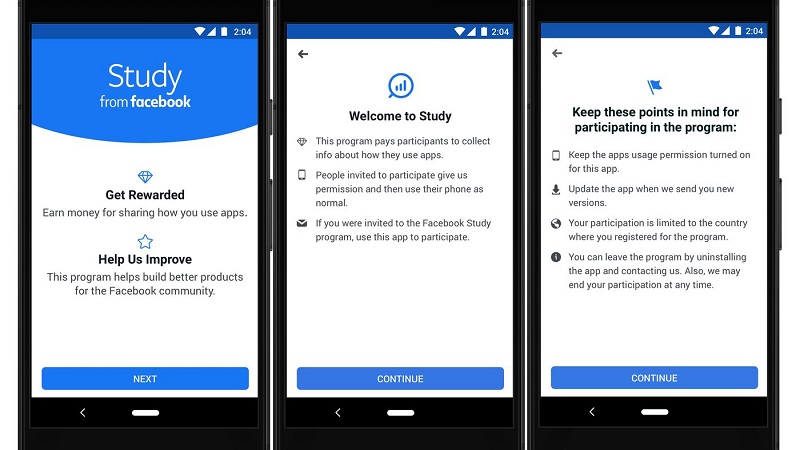 Facebook: l'applicazione Study paga l'utente per fare ricerche di mercato