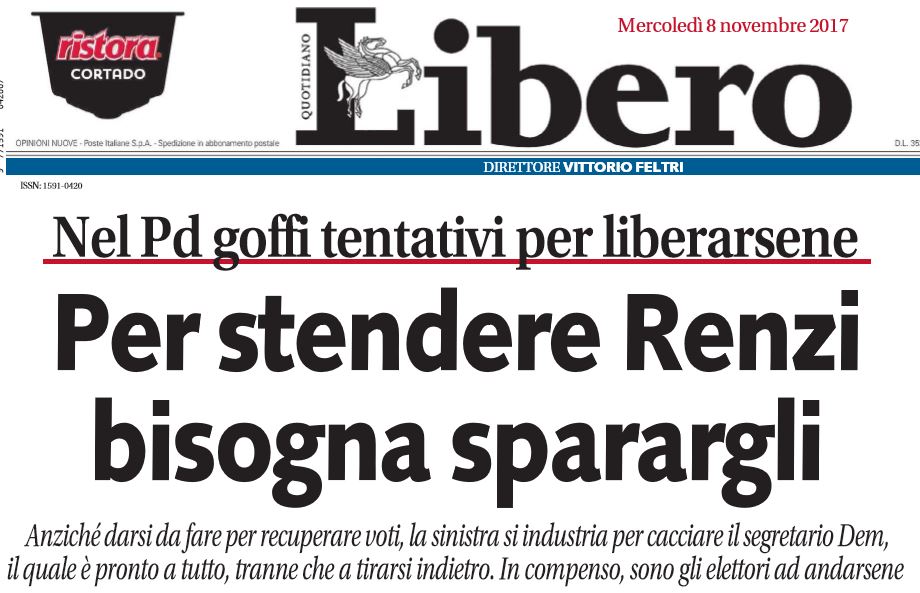 'Per stendere Renzi bisogna sparargli': editoriale pruriginoso di Feltri