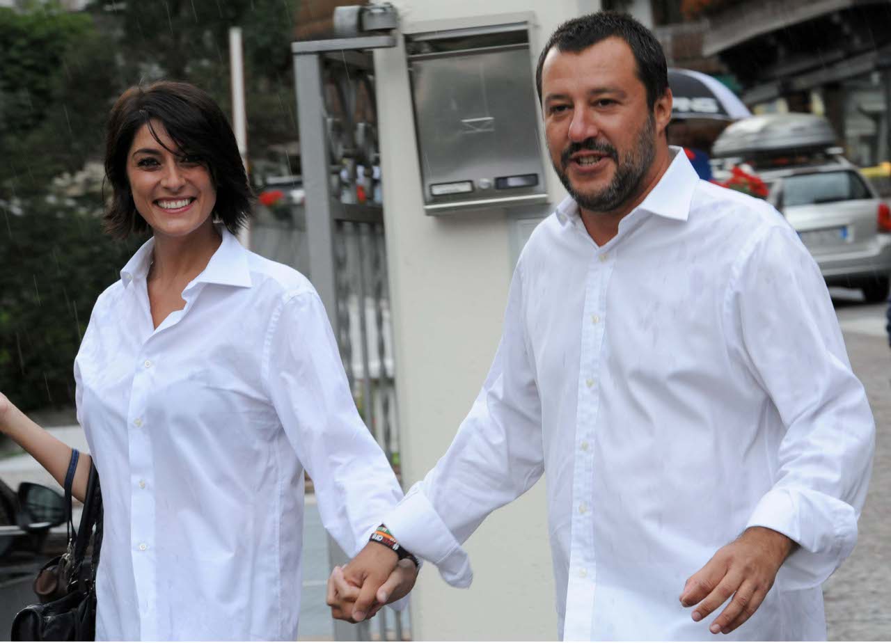 Lega Nord, Matteo Salvini ed Elisa Isoardi insieme al comizio di Ponte di Legno