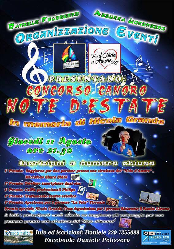 STASERA A "LA VELA" A TIRRENIA IL MEMORIAL "NICOLA GRANDE"