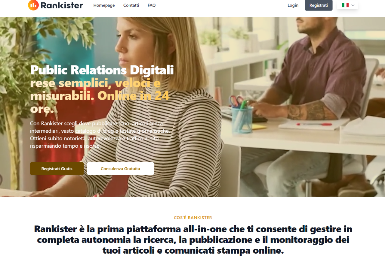 Rankister è online! Editori e aziende potranno gestire in autonomia le Digital PR nel nuovo Marketplace di contenuti.