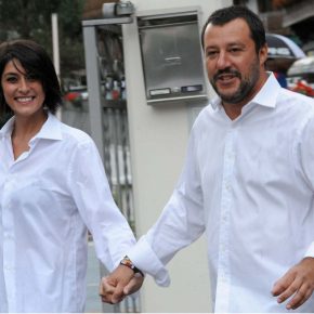 Matteo Salvini ed Elisa Isoardi al raduno leghista di Ponte di Legno