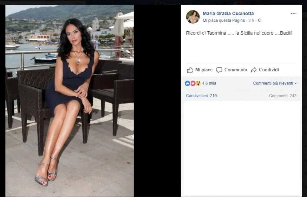 Maria Grazia Cucinotta esalta Sicilia ma posta foto di Ischia: gaffe social